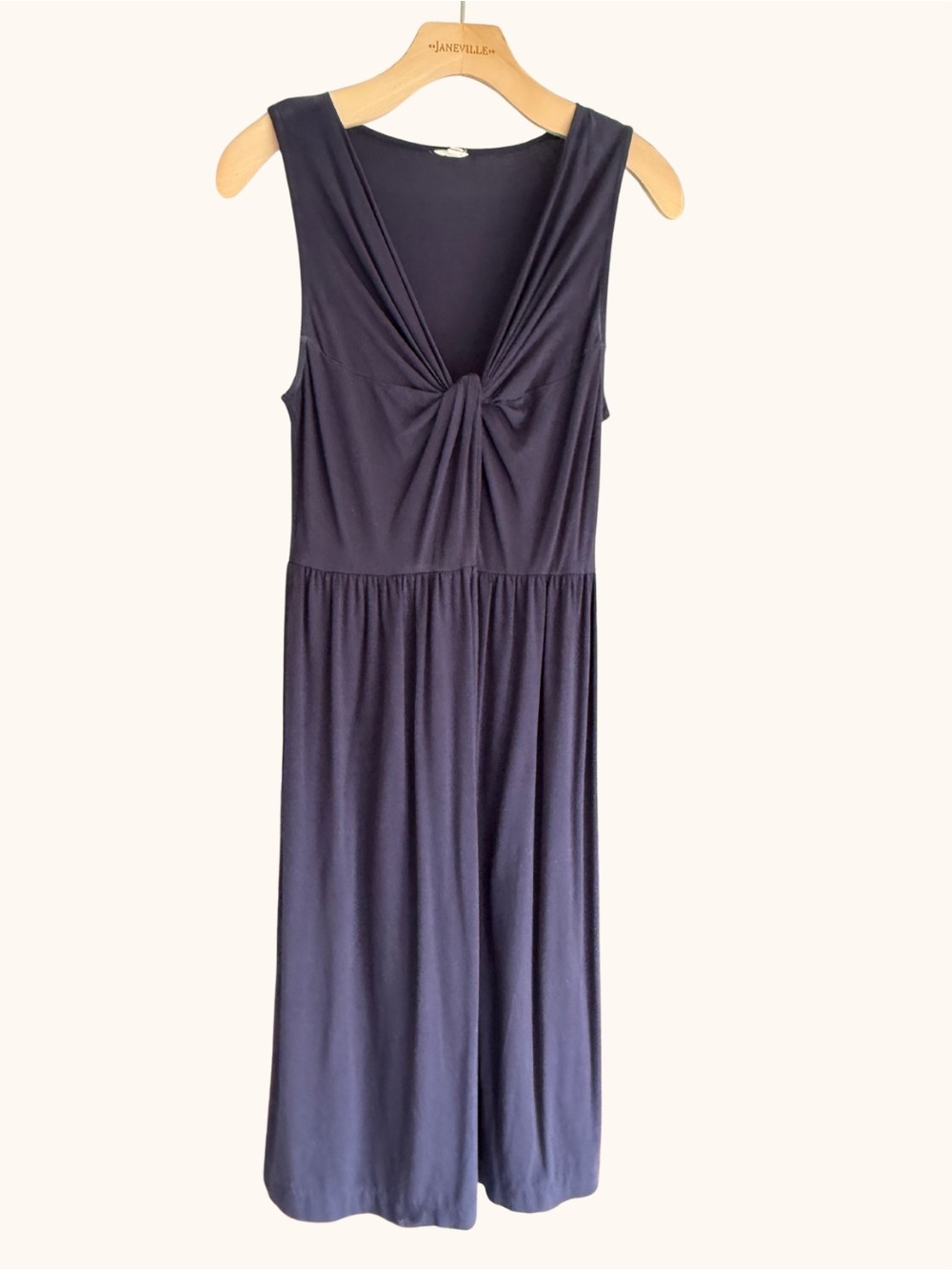 J. Crew Navy Blue Twist Front V-Neck Sleeveless Jersey Dress Medium M